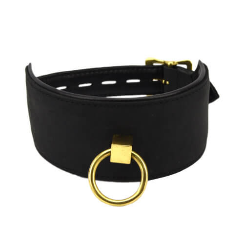 Bound Noir Nubuck Leather Collar with O Ring 1 Bound Noir Nubuck Leather Collar with O Ring