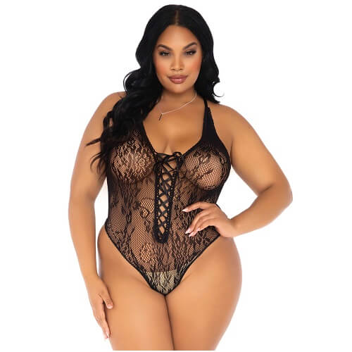 Leg Avenue Plus Size Floral Lace Thong Body 3 Leg Avenue Plus Size Floral Lace Thong Body - Image 3