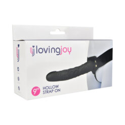 n11681 loving joy 8 inch hollow strap on black pkg 2