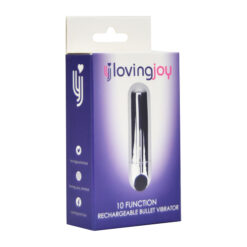 n11765 loving joy 10 function rechargeable bullet vibrator silver pkg 2