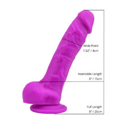 n12032 loving joy 8 inch realistic silicone dildo with suction cup and balls purple size