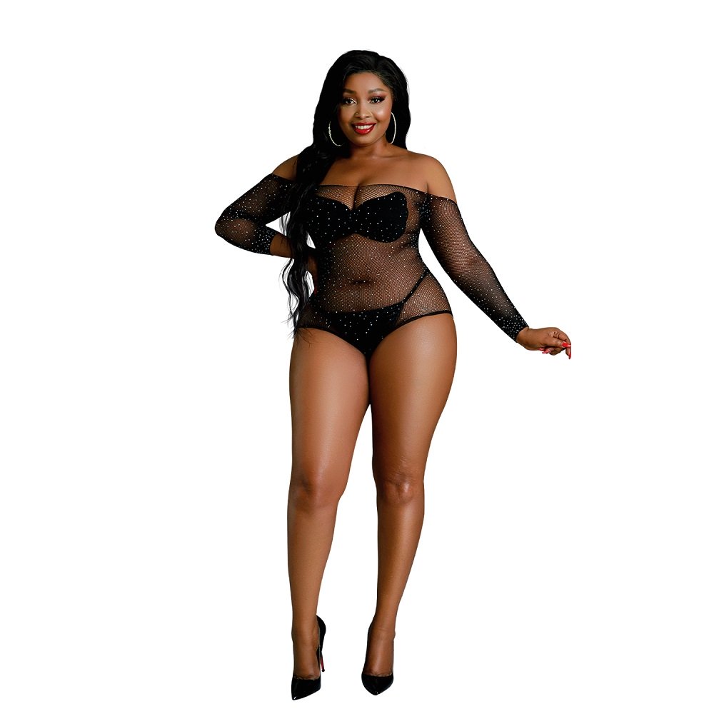 Moonlight Black Off the Shoulder Sparkle Body Plus Size 1 Moonlight Black Off the Shoulder Sparkle Body Plus Size