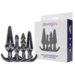 n12173 loving joy butt plug training kit black side by side