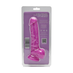 n12032 loving joy 8 inch realistic silicone dildo with suction cup and balls purple new pkg bk