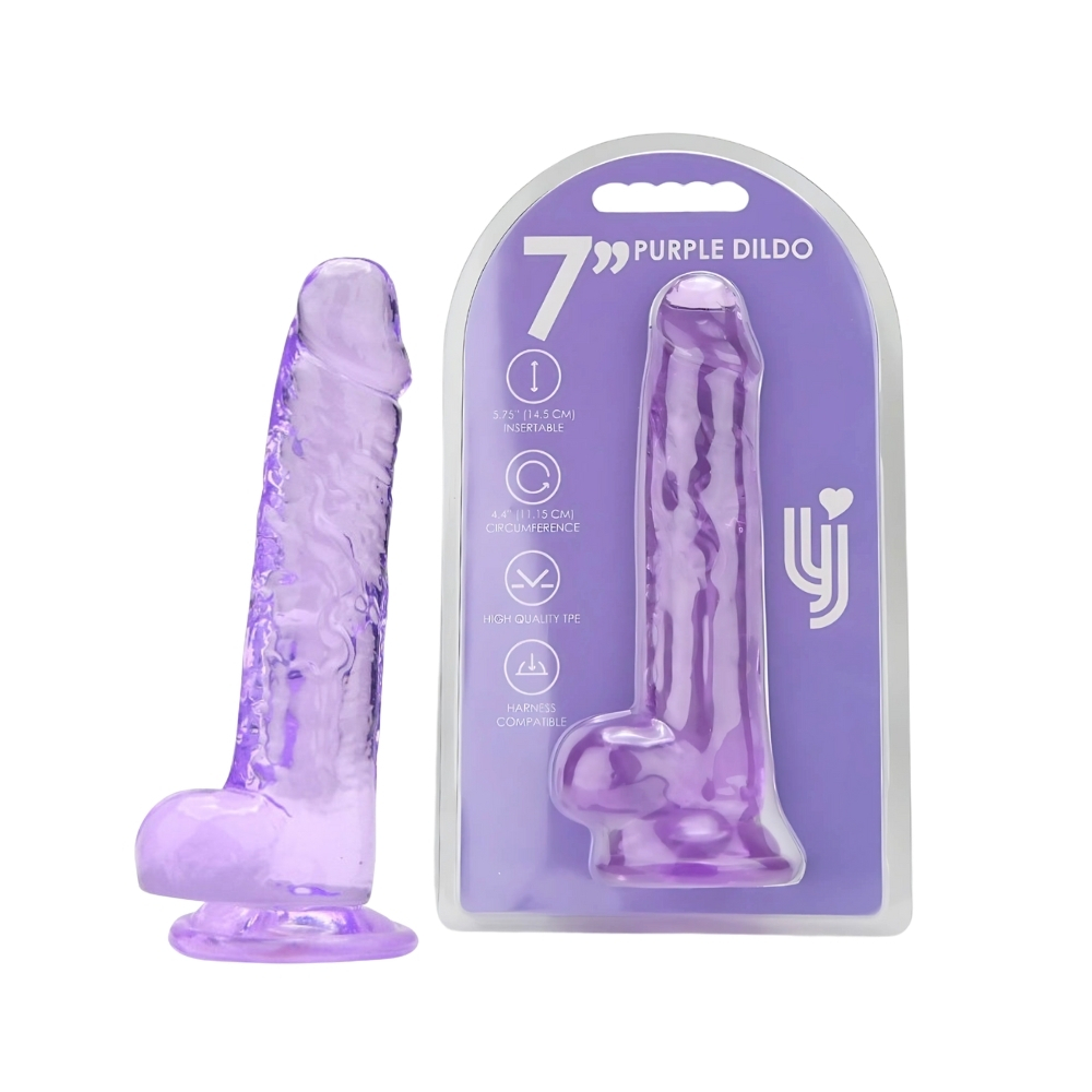 Loving Joy 7 Inch Dildo with Balls Purple 5 Loving Joy 7 Inch Dildo with Balls Purple - Image 5