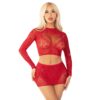 n12875 leg avenue rhinestone crop top mini skirt red 1