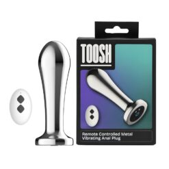 n12786 toosh remote controlled metal vibrating anal plug pkg both