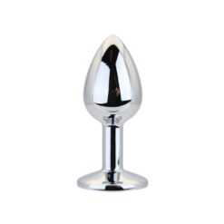 Toosh Silver Metal Butt Plug Small Clear Stone