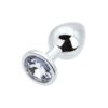 n12815 toosh silver metal butt plug medium clear stone 2