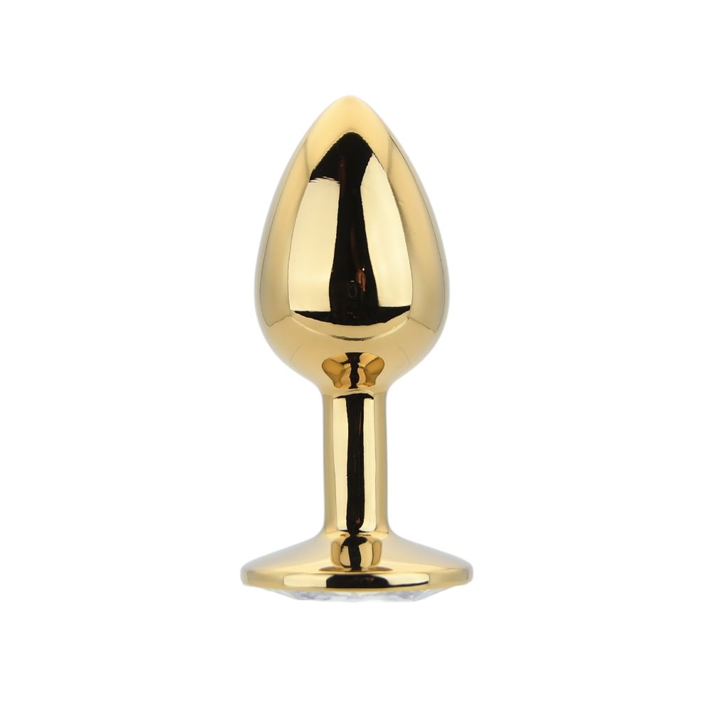 Toosh Gold Metal Butt Plug Small Clear Stone 1 Toosh Gold Metal Butt Plug Small Clear Stone