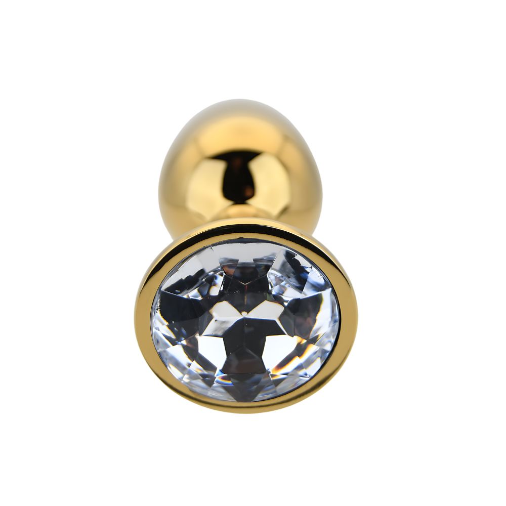 Toosh Gold Metal Butt Plug Small Clear Stone 6 Toosh Gold Metal Butt Plug Small Clear Stone - Image 6