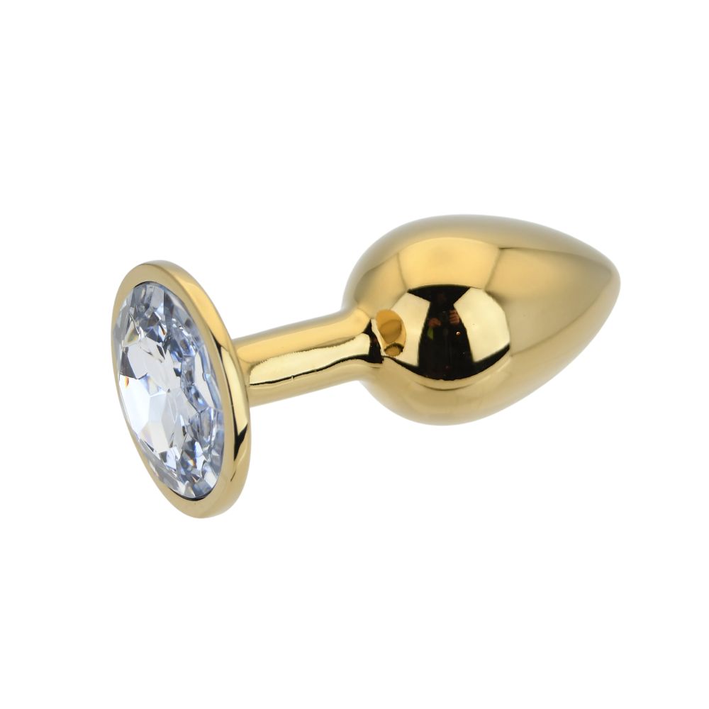 Toosh Gold Metal Butt Plug Small Clear Stone 5 Toosh Gold Metal Butt Plug Small Clear Stone - Image 5