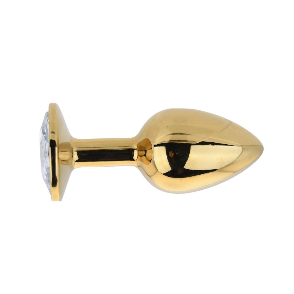Toosh Gold Metal Butt Plug Small Clear Stone 3 Toosh Gold Metal Butt Plug Small Clear Stone - Image 3