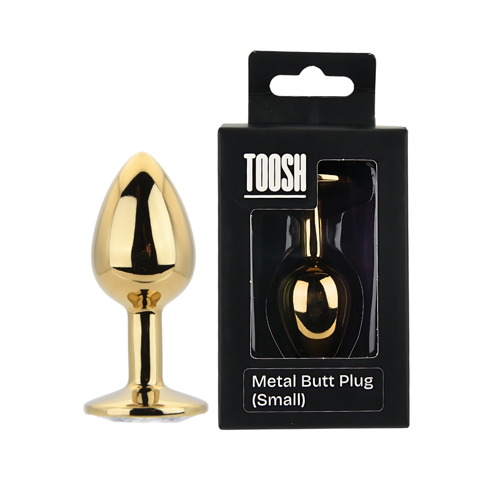 Toosh Gold Metal Butt Plug Small Clear Stone 11 Toosh Gold Metal Butt Plug Small Clear Stone - Image 11