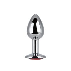 Toosh Silver Metal Butt Plug Small Red Stone