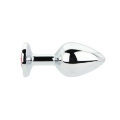 n12821 toosh silver metal butt plug medium red stone 1