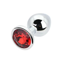n12821 toosh silver metal butt plug medium red stone 4