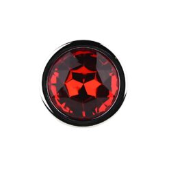 n12821 toosh silver metal butt plug medium red stone jewel