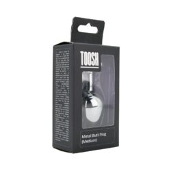 n12821 toosh silver metal butt plug medium red stone pkg 1