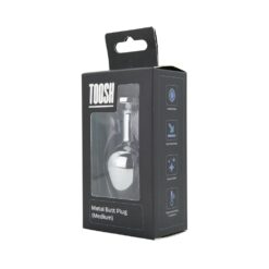 n12821 toosh silver metal butt plug medium red stone pkg 2