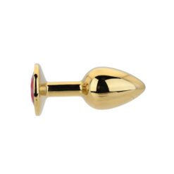 n12823 toosh gold metal butt plug small red stone 1