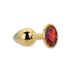 n12823 toosh gold metal butt plug small red stone 2