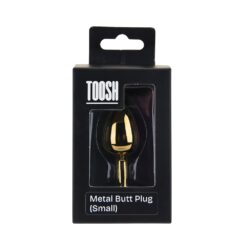 n12823 toosh gold metal butt plug small red stone pkg