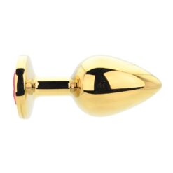 n12825 toosh gold metal butt plug large red stone 1
