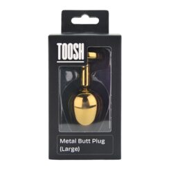 n12825 toosh gold metal butt plug large red stone pkg