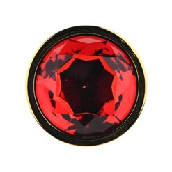 n12825 toosh gold metal butt plug large red stone stone
