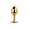 n12829 toosh gold metal butt plug small pink stone