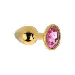 Toosh Gold Metal Butt Plug Small Pink Stone 15 n12829 toosh gold metal butt plug small pink stone 3