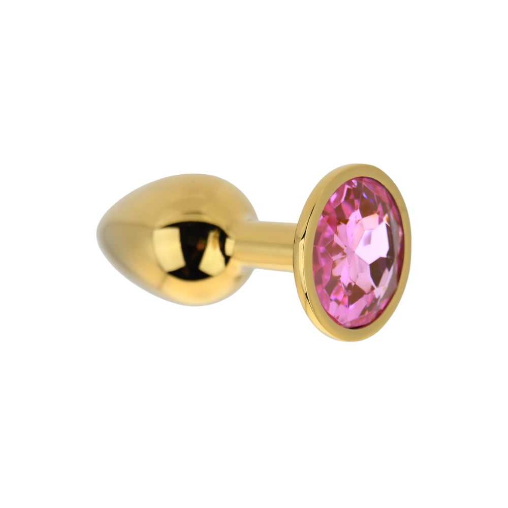 Toosh Gold Metal Butt Plug Small Pink Stone 5 Toosh Gold Metal Butt Plug Small Pink Stone - Image 5