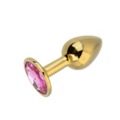 Toosh Gold Metal Butt Plug Small Pink Stone 14 n12829 toosh gold metal butt plug small pink stone 5