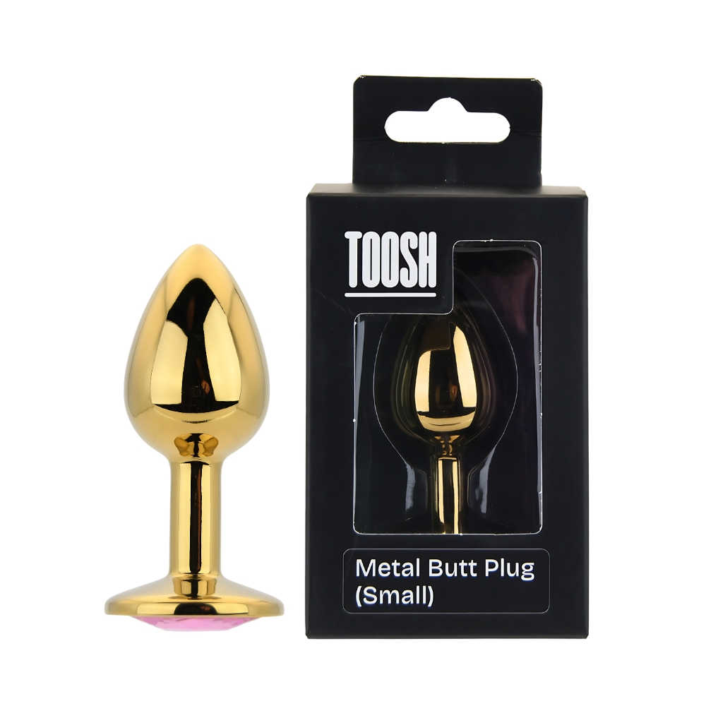 Toosh Gold Metal Butt Plug Small Pink Stone 11 Toosh Gold Metal Butt Plug Small Pink Stone - Image 11