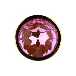 Toosh Gold Metal Butt Plug Small Pink Stone 17 n12829 toosh gold metal butt plug small pink stone jewel