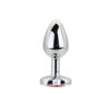 Toosh Heart Shaped Silver Butt Plug with Red Stone Small