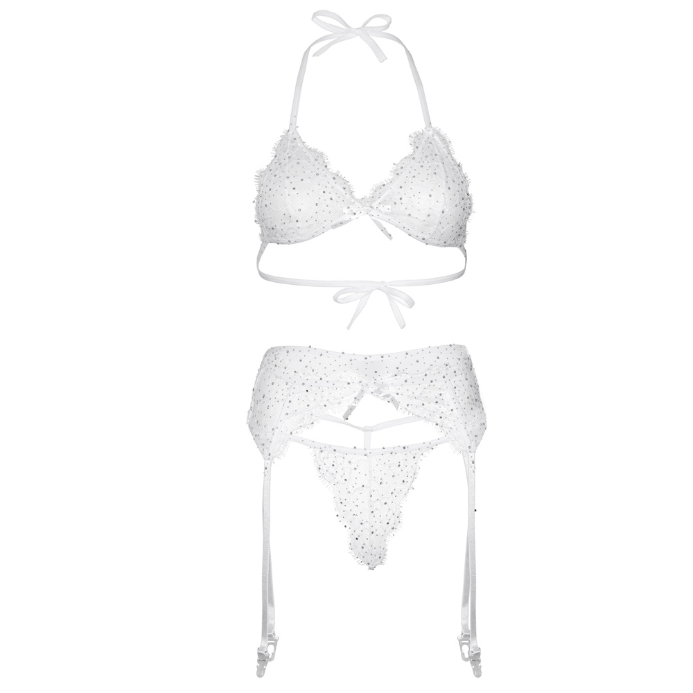 Leg Avenue Lace Bra Top, String and Garter Belt White 6 Leg Avenue Lace Bra Top, String and Garter Belt White - Image 6