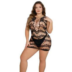 n12898 lace by loving joy plus size lace up mini dress 1