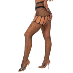 Lace by LJ Rhinestone Suspender Tights Black 8 n12908 lace by lj rhinestone suspender tights black 2