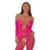 Lace by LJ Lace Up Front Crotchless Bodystocking Fuchsia 15 n12917 lace by lj lace up front crotchless bodystocking fushia