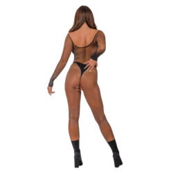 Lace by LJ Rhinestone Crotchless Long Sleeved Bodystocking Black 10 n12920 lace by lj rhinestone crotchless longsleeve bodystocking black 5