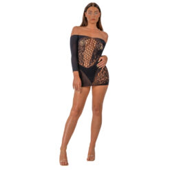 Lace by LJ Off the Shoulder Mini Dress Black 9 n12930 lace by lj off the shoulder mini dress black 1