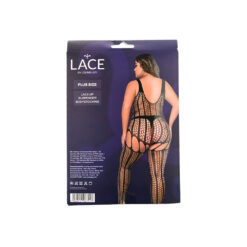 n12901 lace by lj plus size lace up suspender bodystocking pkg bk