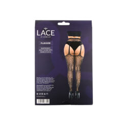 n12903 lace by lj plus size suspender tights with rhinestone pkg bk