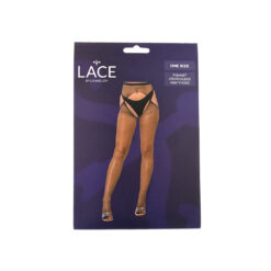 n12906 lace by lj fishnet crotchless pantyhose black pkg