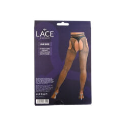 n12907 lace bylj rhine stone fishnet crothless pantyhose black pkg bk