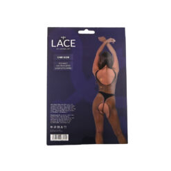 n12921 lace by lj fishnet crotchless bodystocking black pkg bk