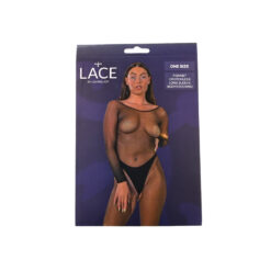 Lace by LJ Fishnet Crotchless Long Sleeve Bodystocking Black 14 n12922 lace by lj fishnet crotchless long sleeve bodystocking black pkg
