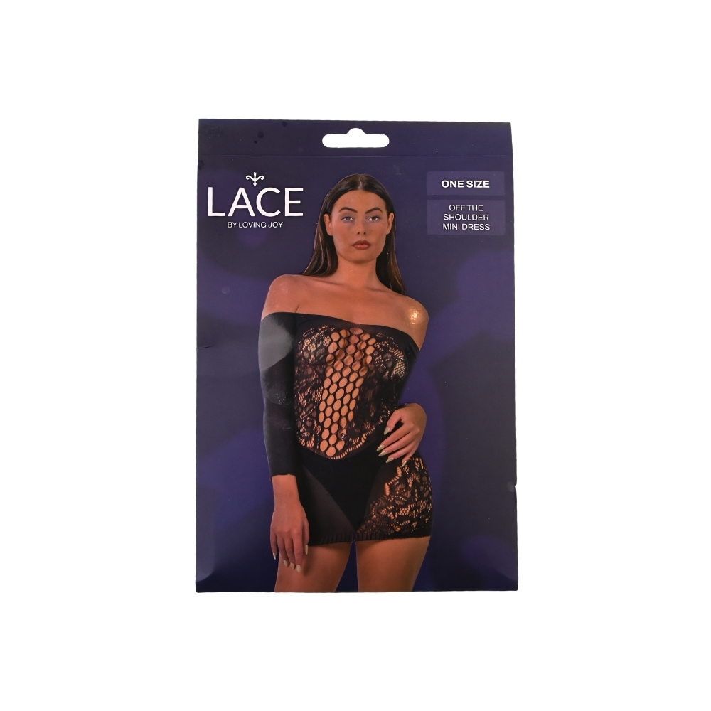 Lace by LJ Off the Shoulder Mini Dress Black 6 Lace by LJ Off the Shoulder Mini Dress Black - Image 6